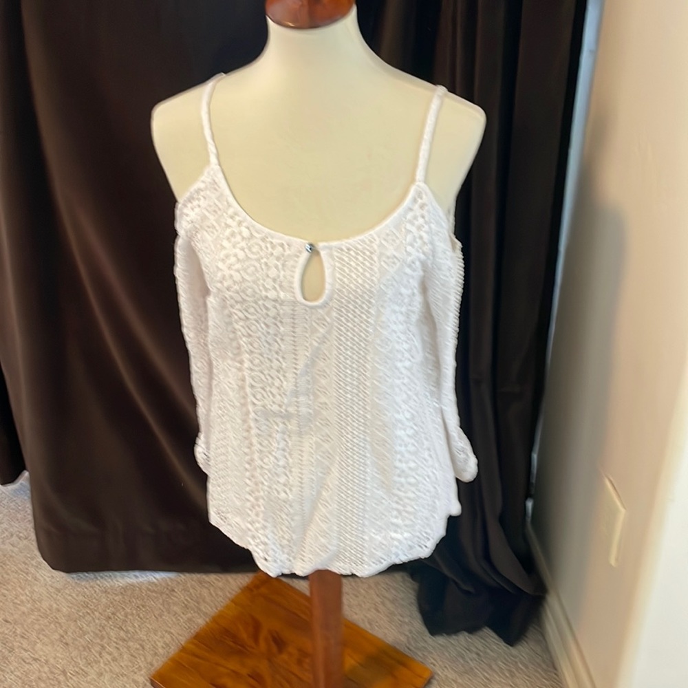 White cold shoulder top